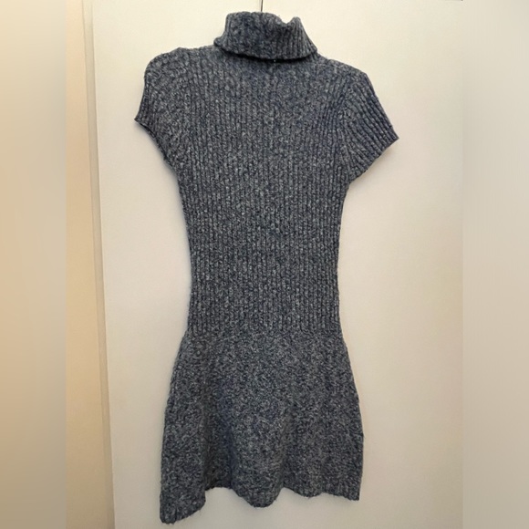 Juniors Medium Navy Blue Grayish Turtle Neck Sweater Dress - Picture 5 of 7